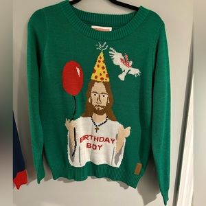 Birthday Boy Women’s Medium Tipsy Elves Jesus Ugly Sweater.